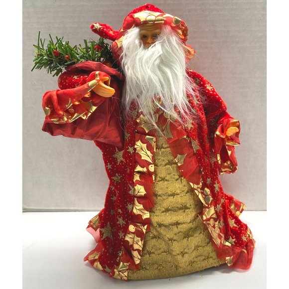 Santa Claus Christmas Tree Topper Centerpiece Red Star Robe Father Christmas - Picture 7 of 9